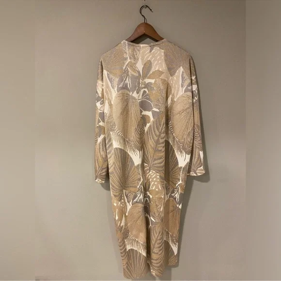 Zara Long Cardigan Coat Coatigan Duster in floral, gold print NWOT Size M - Picture 7 of 14